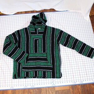 Men's Baja Hoodie Drug Rug Hippie Rastafarian Pullover, Large (Est.)